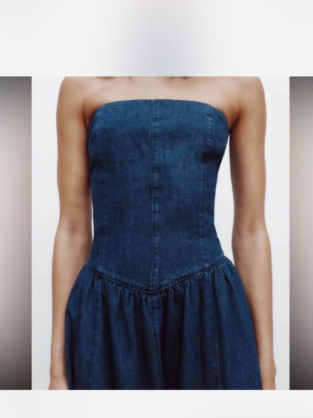 Zara Strapless Indigo Denim Dress